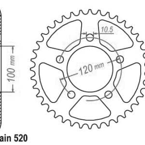 Couronne Acier 42 Dents - Pas 520 - Similaire JTR703 2021-2026