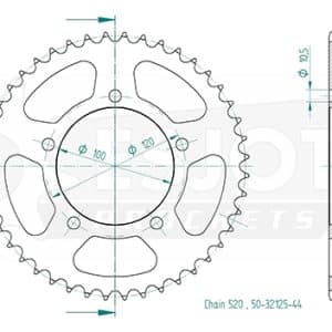 Couronne Acier 44 Dents - Pas 520 - Similaire JTR703 2005-2010