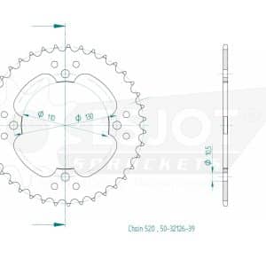 Couronne Acier 39 Dents - Pas 520 - Similaire JTR1415