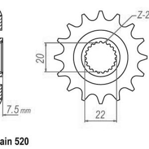 Pignon 12 Dents - Pas 520 - Similaire JTF1323