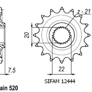 Pignon 14 Dents - Pas 520 - Similaire JTF1323 2004-2012