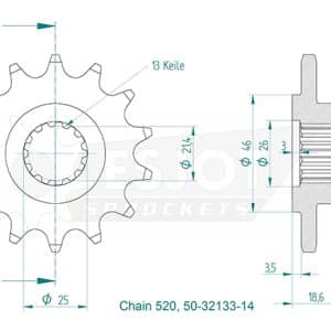 Pignon 14 Dents - Pas 520 - Similaire JTF1538