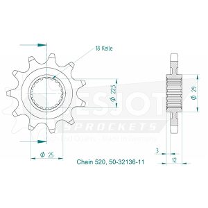 Pignon 11 Dents - Pas 520 2001-2008