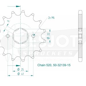 Pignon 15 Dents - Pas 520