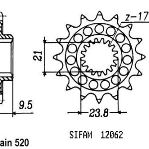 Pignon 14 Dents - Pas 520 - Similaire JTF284 1988-2023
