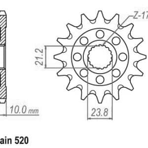 Pignon 12 Dents - Pas 520 - Similaire JTF1443