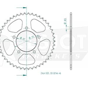 Couronne Acier 46 Dents - Pas 520 - Similaire JTR823 2009-2020