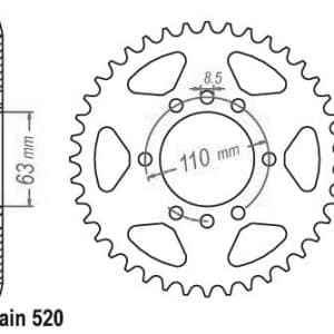 Couronne Acier 45 Dents - Pas 520 - Similaire JTR890 2013-2025