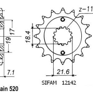 Pignon 13 Dents - Pas 520 - Similaire JTF1321 1996-2003