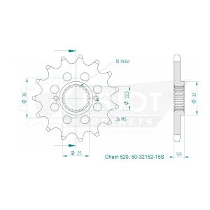Pignon Ultralight 15 Dents - Pas 520 - Similaire JTF403 2008-2012
