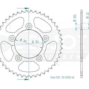 Couronne Acier 46 Dents - Pas 520 - Similaire JTR746 2014-2023