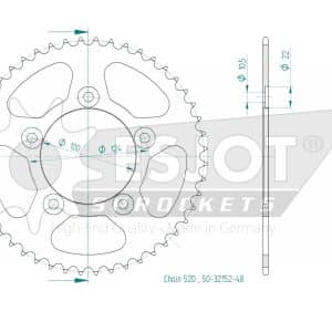 Couronne Acier 48 Dents - Pas 520 - Similaire JTR746 2016-2020