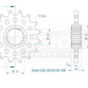 Pignon Ultralight 16 Dents - Pas 520 - Similaire JTF1267 2023-2025