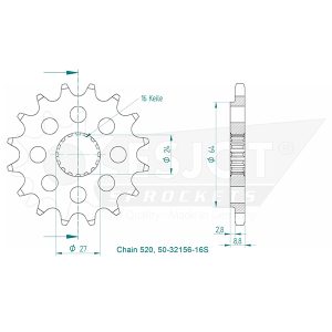 Pignon Ultralight 16 Dents - Pas 520 - Similaire JTF1423 2009-2014