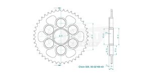 Couronne Acier 43 Dents - Pas 520 2017-2024