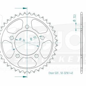 Couronne Acier 40 Dents - Pas 520 - Similaire JTR1225 2017-2025