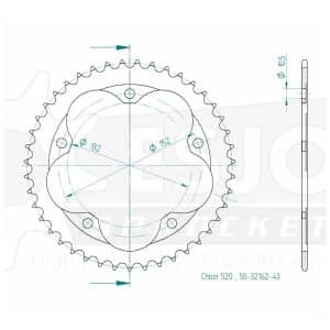 Couronne Acier 43 dents – Pas 520