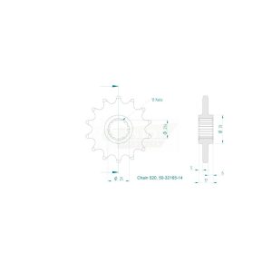 Pignon 14 Dents - Pas 520 - Similaire JTF1381