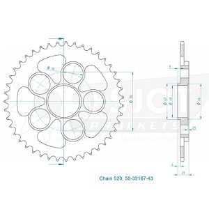Couronne Acier 43 Dents - Pas 520 2019-2025