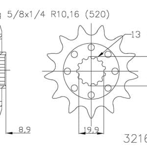 Pignon Ultralight 13 Dents - Pas 520 - Similaire JT1422SC 2013-2023