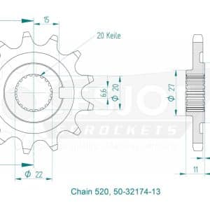 Pignon 13 Dents - Pas 520 2013-2023
