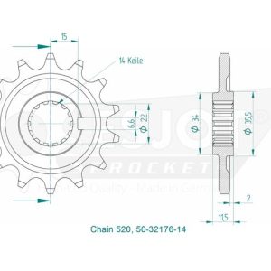 Pignon 14 Dents - Pas 520 2013-2023