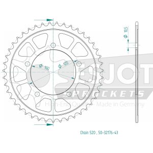 Couronne Acier 43 Dents - Pas 520 - Similaire JTR703 2020-2025