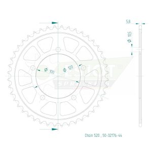 Couronne Acier 44 Dents - Pas 520 - Similaire JTR703 2024-2025