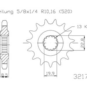 Pignon 14 Dents - Pas 520 - Similaire JTF1447 2012-2020