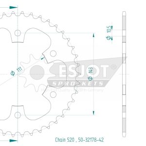 Couronne Acier 42 Dents - Pas 520 - Similaire JTR2023 2021-2023