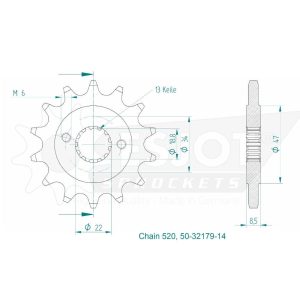 Pignon 14 Dents - Pas 520 - Similaire JTF1908 2024-2025