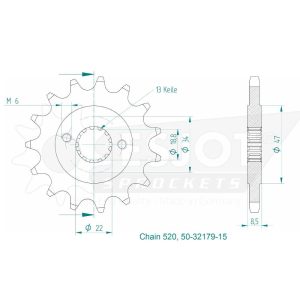 Pignon 15 Dents - Pas 520 - Similaire JTF1908 2013-2023