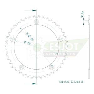 Couronne Acier 43 dents – Pas 520