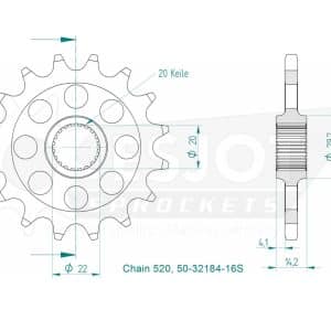 Pignon Ultralight 16 Dents - Pas 520 - Similaire JTF406 2016-2025