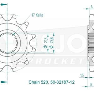 Pignon 13 Dents - Pas 520 - Similaire JTF1344SC 2018-2021