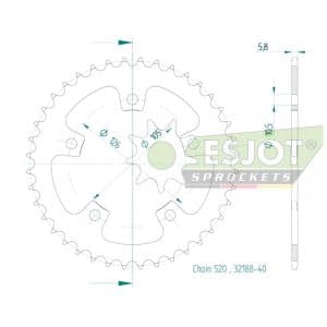 Couronne Acier 40 dents – Pas 520