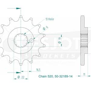 Pignon 14 Dents - Pas 520 2018-2025