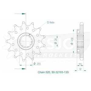 Pignon Ultralight 13 Dents - Pas 520 - Similaire JTF1345