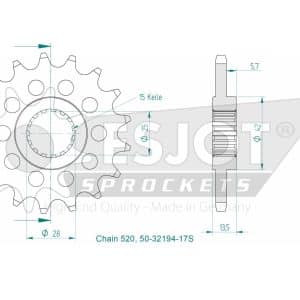 Pignon Ultralight 17 Dents - Pas 520 - Similaire JTF710 2020-2025