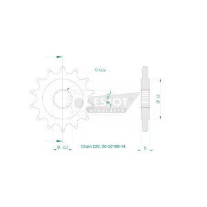 Pignon 14 Dents - Pas 520 2022-2025