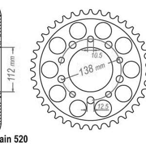 Couronne Acier 39 Dents - Pas 520 - Similaire JTR1303 2012-2020