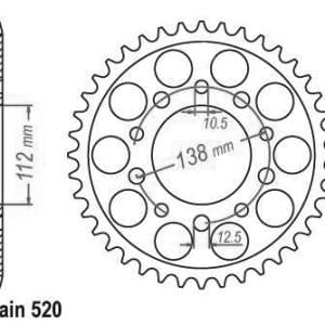 Couronne Acier 43 Dents - Pas 520 - Similaire JTR1303 2012-2025