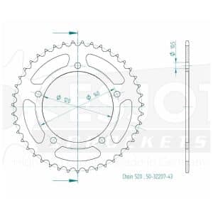Couronne Acier 43 dents - Pas 520 - Similaire JTR1792