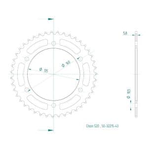Couronne Acier 43 dents – Pas 520