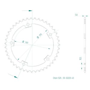 Couronne Acier 43 Dents - Pas 520 2023-2024