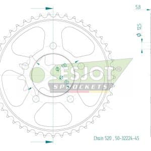 Couronne Acier 45 Dents - Pas 520 - Similaire JTR1330 2023-2025
