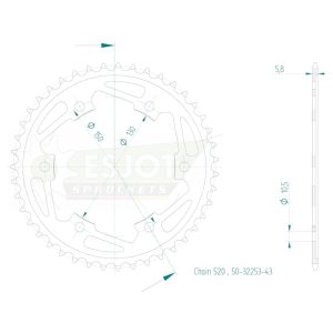 Couronne Acier 43 Dents - Pas 520 2025-2027