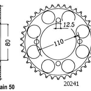 Couronne Acier 48 Dents - Pas 530 - Similaire JTR284 1971-1981