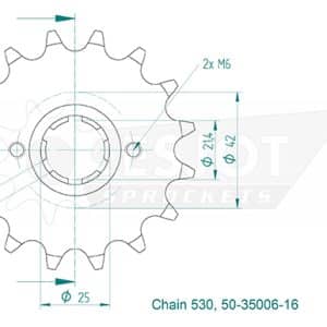 Pignon 16 Dents - Pas 530 - Similaire JTF571 1982-1990