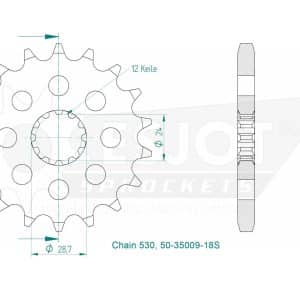 Pignon Ultralight 18 Dents - Pas 530 - Similaire JTF517 2000-2006